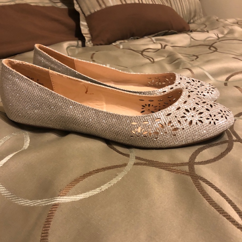 Sparkly silver flats